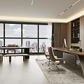 New Chinese Office Chairman Office Manager Office Desk and Chair Combination Office Computer Combination Reception Sofa Leather Sofa Boss Table 3d model