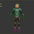 Mechanical Armored Biological Character Standing With Gray Blue Armor And Antenna Headpiece