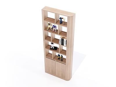 Solid Wood Open-grid Bookcase 3d model