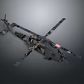 Detailed Military Helicopter With Camouflage Paint Rotor Blades And Dark Background Design