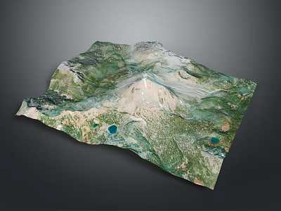 3D Natural Landscape Terrain Model Featuring Mountains Lakes and Lush Green Vegetation 3d model