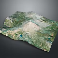 3D Natural Landscape Terrain Model Featuring Mountains Lakes and Lush Green Vegetation