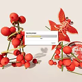 Art Installation with Red Decorative Balls Bamboo Structure and Red Goldfish Shaped Decoration