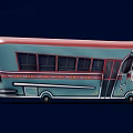 Vintage Turquoise Red Bus Model With Oxford Sign And Decorative Details On Reflective Surface