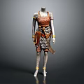 Traditional Ethnic Costume With Embroidered Vest Patterned Skirt Belt And Bracelets