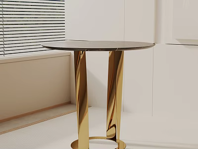 Modern Elegant Side Table With Round Marble Top Gold Metal Legs For Living Room Decor 3d model