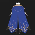 Anime Style Character In White Blue Outfit With Cloak Hat And Weapons