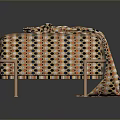 Patterned Fabric Covered Bench With Metal Legs For Decorative Home Furniture