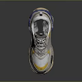 Gray and Yellow Chunky Sneakers with Blue Sole Details and Lace Up Design