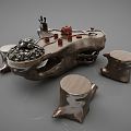 New Chinese-style Root Carving Tea Sea Tea Table 3d model