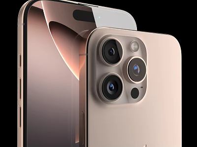 Latest Modern Smartphone With Triple Camera Lenses And Sleek Rose Gold Design 3d model