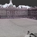 Classical Building Courtyard With Snow Covered Ground Green Dome Arched Windows Columns And Surrounding Railings