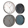 Modern Wall Clocks Featuring White Black Gray Blue Dials Gold Hands and Metal Frames 3d model