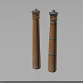 Traditional Brick Towers With Tall Structure Green Blue Top And Circular Blue Bands