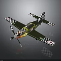 Space Themed Green Model Aircraft With Checkered Wings And Colorful Nose