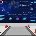 Modern Monitoring Room Interior Design With Large Monitor Screens Long Conference Table And Black Chairs