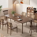 Simple Modern Dining Table Set With Wooden Chairs Vase And Cabinet In Bright Dining Area