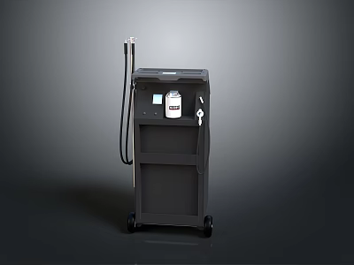 Black Rolling Utility Cart With Display Screen Buttons And Connected Tube 3d model