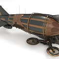 Steampunk Inspired Airship Vehicle With Dark Copper Stripes And Ornate Mechanical Details