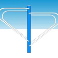 Outdoor Fitness Equipment With Blue Pole And White Curved Bars For Exercise