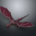 Game And Movie Character As Red Winged Flying Mythical Dragon With Detailed Scales