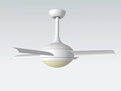 Modern White Ceiling Air Conditioning Fan With Built In Light And Sleek Design 3d model