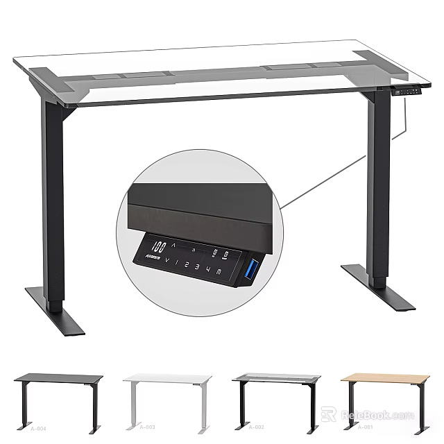 Electric Height Adjustable Desk With USB Ports And Modern Design In Multiple Colors 3d model 