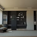 Modern TV Background Cabinet With Storage Shelves And Decorative Items In Living Room