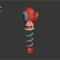Red Boxing Glove Shaped Spring Loaded Training Device With Blue Accent