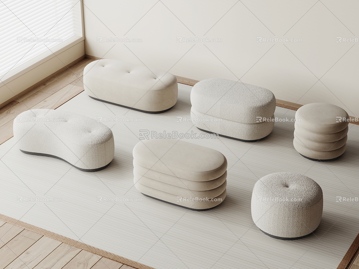 sofa stool stool round stool 3d model