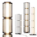 Modern Floor Lamp Designs With Glass And White Cylindrical Stacked Illuminated Styles