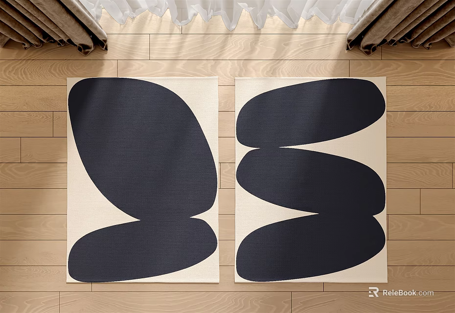 Square Rugs Featuring Black And Beige Irregular Shapes Modern Design 3d model