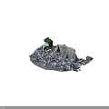 Demolition Site With Scattered Rubble Broken Concrete Pieces And Remaining Wall 3d model