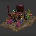 Rusty Military Vehicle 3D Model Featuring Metal Turret Tracks And Rocky Base