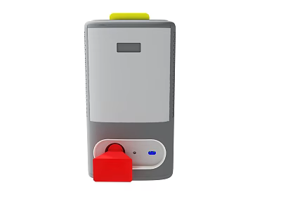 Gray Electronic Device With Yellow Top Red Button And Blue Indicator Light 3d model