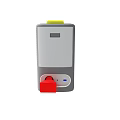 Gray Electronic Device With Yellow Top Red Button And Blue Indicator Light 3d model