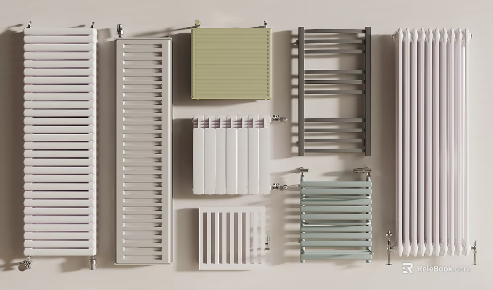 Various Modern Radiators Featuring Different Designs And Color Options For Home 3d model