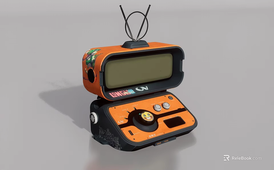Smart Machine With Orange Casing Display Screen Control Buttons And Antennas 3d model 