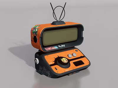 Smart Machine With Orange Casing Display Screen Control Buttons And Antennas 3d model
