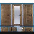 Modern Wooden Hinged Doors With Glass Panel And Natural Wood Texture