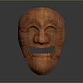 Wooden Smiling Face Mask With Traditional Design And Clear Wood Grain For Daily Life