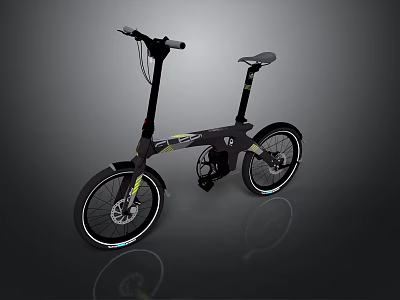 Modern Black And Yellow Foldable Bicycle With Sleek Frame And Portable Design 3d model