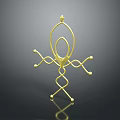 Golden Decorative Brooch With Intricate Geometric Wire Structure For Clothing Accessory