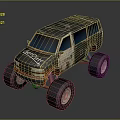Toy Off Road Vehicle With Camouflage Paint Rusty Exterior And Large Tires
