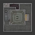 3D Industrial Scene Component With Square Platform Metal Surface And Central Vent Structure