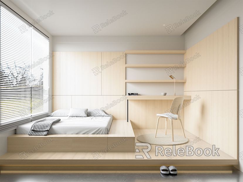 Modern Tatami Bedroom Cream Bedroom model