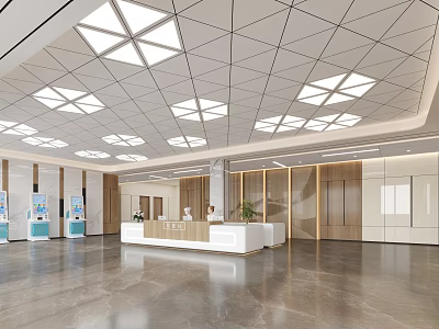 Hospital Outpatient Clinic Lobby With Modern Design And Reception Desk 3d model