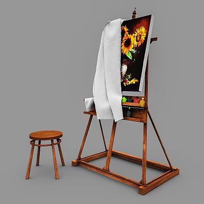 Modern Easel Oil Paints 3d model