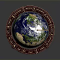 Decorative Globe With Blue Green Earth Surface On Ornate Red Wooden Stand