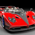 Red Convertible Supercar With Sleek Design Black Accents And Blue Wheels